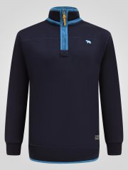 D555 Conway 2 1/4 Zip Neck Fleece Sweatshirt With Bear Logo Tamsiai mėlyna