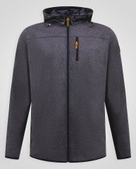 D555 Conrad Detachable Hood Bonded Fleece Zip Through Hoody TALL Tamsiai mėlyna