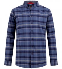 D555 Shrewsbury Long Sleeve with Chest Pocket Blue/Navy Check TALL SIZES