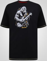 D555 Macfarlan Gorilla Playing Guitar Printed T-shirt Black
