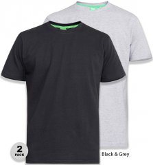 D555 Fenton 2-pack Black/Grey T-shirt