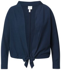 Ulla Popken 827116 Lino mišinio bolero su stačia apykakle Tamsiai mėlyna