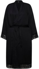 Ulla Popken 834837 Kimono chalatas su nėriniais Juoda