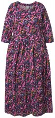 Ulla Popken 841219 Gėlėta maxi suknelė Tamsiai violetinė
