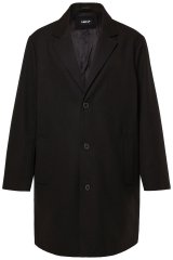 Men+ 482 Vandenį atstumiantis vilnos išvaizdos paltas Juoda