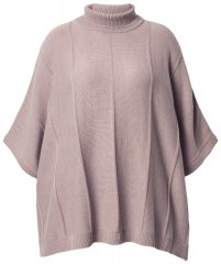 Ulla Popken 844996 Rantytas merino pončas su aukšta apykakle Šviesiai ruda