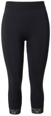 Ulla Popken 846491 3/4 pėdkelnių tamprės su nėriniais Juoda