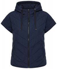 Ulla Popken 851785 Oversize dygsniuota liemenė su gobtuvu Tamsiai mėlyna