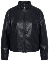 Ulla Popken 854795 Dirbtinės odos baikerio striukė Juoda