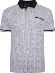 Kam Jeans 5487 Dobby Print Pique Polo White