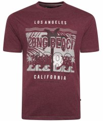 Kam Jeans 5729 Long Beach Print T-Shirt Burgundy