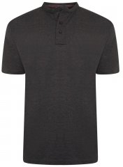 Kam Jeans 5744 Textured Jersey Grandad Top Charcoal