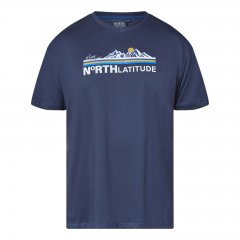 North Latitude Mountain T-Shirt V-Neck Tamsiai mėlyna