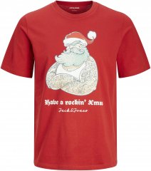 Jack & Jones XMAS Funny Rockin Santa T-Shirt Red