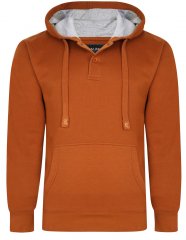 Kam jeans 508B 1/4 Button Thru Over The Head Hoody Mustard