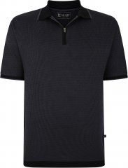 Kam Jeans 5492 Jersey Weave Pattern 1/4 Zip Polo Black
