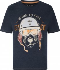 Kam Jeans 5731 Born To Ride Print T-Shirt INDIGO MARL