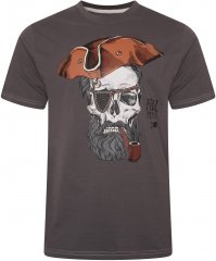 Kam Jeans 5752 Real Pirates Print T-Shirt Charcoal