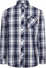 Kam Jeans 6301 LS Casual Check Shirt Navy
