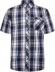 Kam Jeans 6301 Casual Check Short Sleeve Shirt Navy