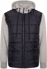 Kam Jeans KV135 Quilted Zip Thru Hoody with Padded Body & Jersey Sleeves Navy