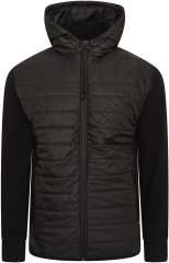 Kam Jeans KV136 Padded Body And Jersey Sleeves Hybrid Zip Thru Quilted Hoody Black