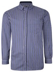 Kam Jeans P640 Premium Gingham Check Shirt LS Navy
