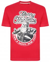Kam Jeans X016 Santa Biker Print Tee Red