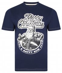 Kam Jeans X016 Santa Biker Print Tee Navy