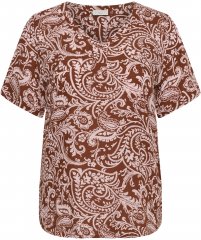Kaffe Curve Ami Short Sleeve Blouse Printed Henna Brown