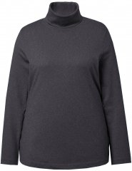 Ulla Popken Basic Long Sleeve Slim Fit Turtleneck Charcoal Grey Melange