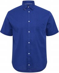 North Latitude Shirt Linen Cotton Short Sleeve Blue