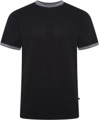 Kam Jeans 5779 Textured Body With Contrast Neck And Cuffs T-Shirt Black