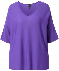 Ulla Popken Oversized 3/4 Sleeve V-Neck Sweater Amethyst