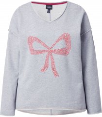 Ulla Popken Bow City Lettering Sweatshirt Light Grey Melange