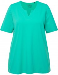 Ulla Popken Essential Notch Neck Stretch Tee Turquoise Green