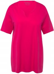 Ulla Popken Essential Notch Neck Stretch Tee Magenta Pink
