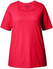 Ulla Popken Essential Square Neck Stretch Tee Red