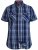 D555 Safford Short Sleeve Navy Check Shirt - Marškiniai - Marškiniai - 2XL-8XL