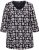Ulla Popken Snowflake Print 3/4 Sleeve A-Line Tee Black - Spausdinti marškinėliai moterims - 