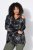 Ulla Popken 842758 Gėlėta flisinė striukė su gobtuvu Juoda - Fleece apranga - 