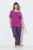Ulla Popken 850864 3 dalių pižamos komplektas su langeliais Violetinė - Pižama/Loungewear - 