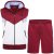 Kam Jeans TS006 Retro Pannelled Tracky Set (Shorts/Sleeveless Hoodie) Red - Treningai - "Didelių dydžių sportiniai kostiumai vyrams "