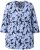 Ulla Popken Floral Print 3/4 Sleeve V-Neck Tee Navy Blue - Spausdinti marškinėliai moterims - 