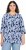 Ulla Popken Floral Print 3/4 Sleeve V-Neck Tee Navy Blue - Spausdinti marškinėliai moterims - 