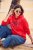 Ulla Popken TRUE Lettering Hoodie Neon Red - Megztiniai ir džemperiai - 