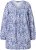 Ulla Popken Allover Printed Pleated Long Sleeve Tee Dark Blue - Spausdinti marškinėliai moterims - 