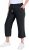 Ulla Popken Cool Linen Elastic Waist Capri Pants Black - Džinsai & Kelnės Didelėse Dydžiuose – Plus Size - 