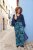 Ulla Popken Tropical Leaf Print Elastic Waist Pants Blue - Džinsai & Kelnės Didelėse Dydžiuose – Plus Size - 