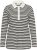 Kaffe Curve Miana Long Sleeve Polo Chalk with Black Stripe - Polo marškinėliai - 